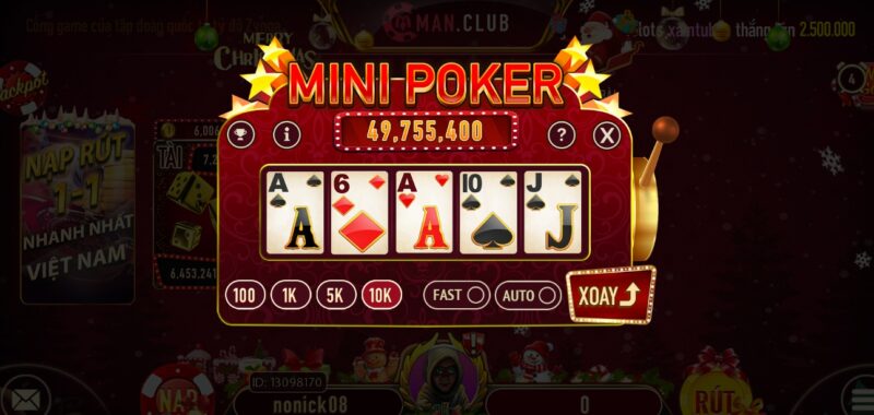 Cách tham gia cược Mini Poker cho tân thủ Manclub web