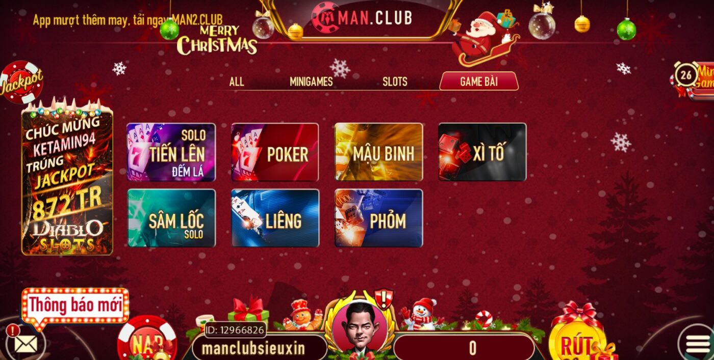 Hệ thống game bài cực hấp dẫn tại Manclub