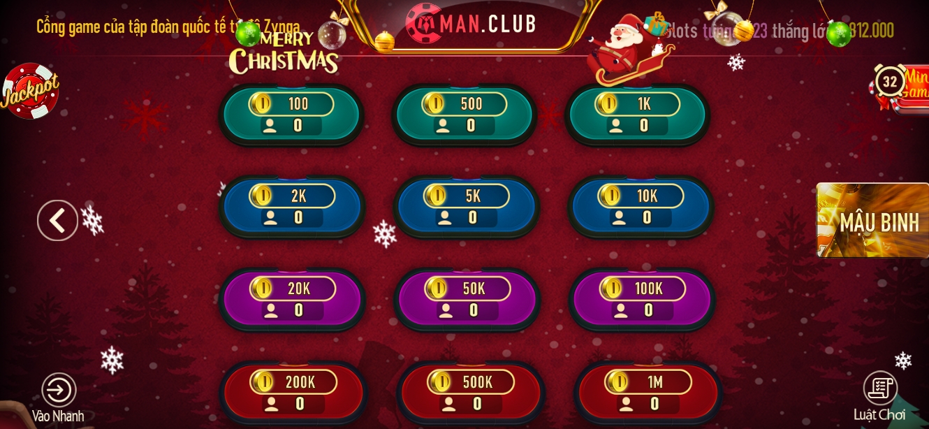 Nhiều mức cược và trả thưởng tại game bài đăng nhập Manclub