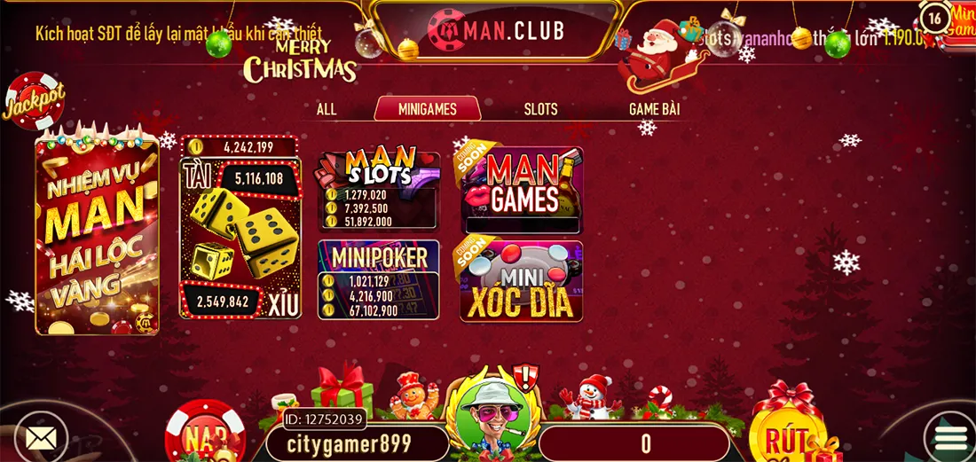 minigame vui nhộn cho người chơi đăng ký man club