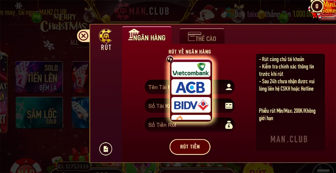 Cách thức rút tiền siêu tốc tại cổng game Man Club