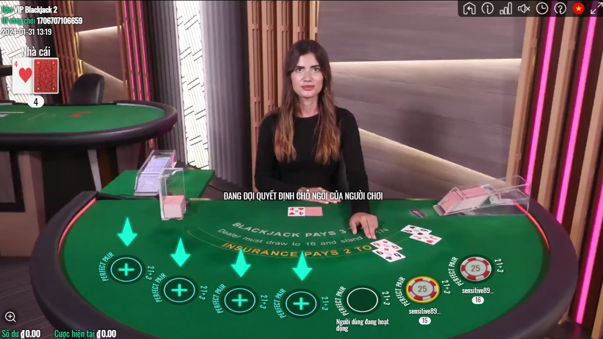 game Blackjack theo kiểu livestream ở Man club