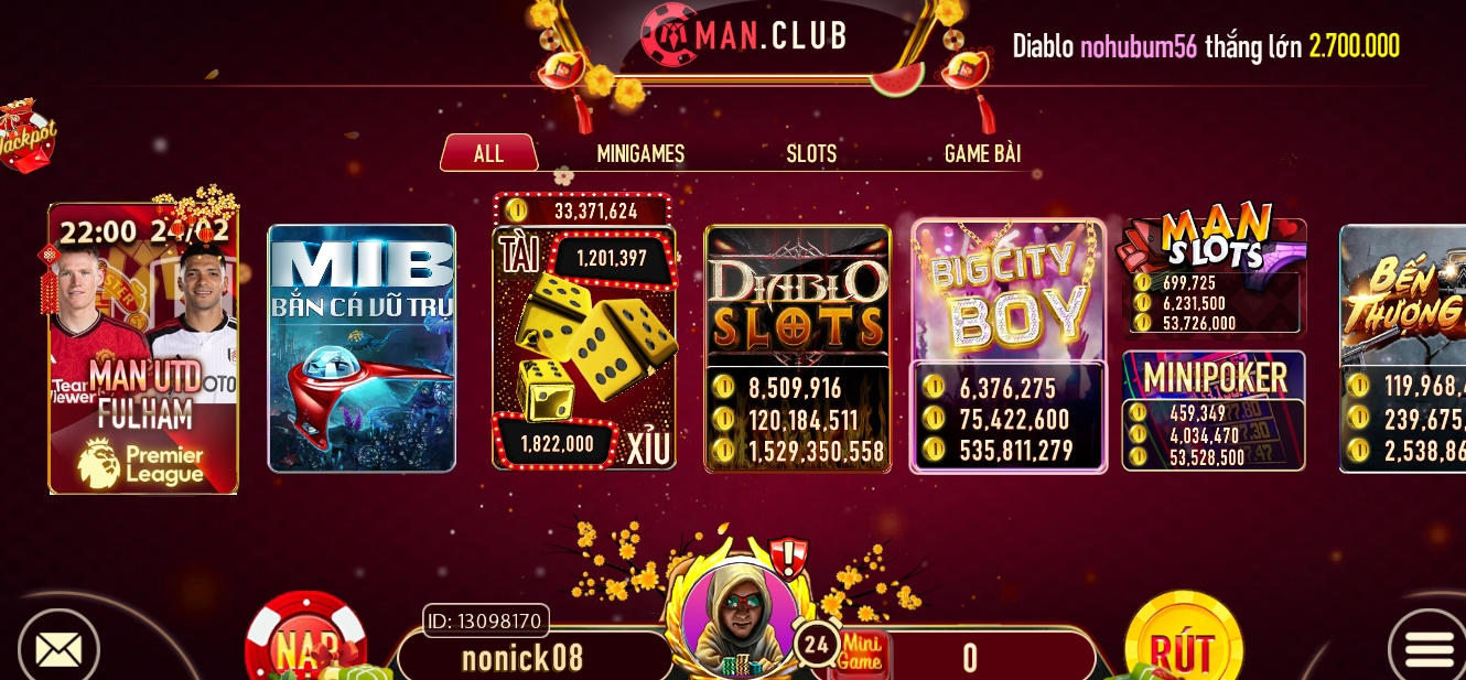 Hướng dẫn tân thủ game Manclub vào chơi Casino royale 